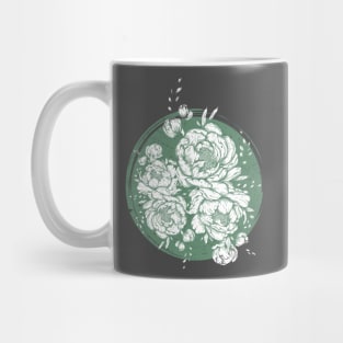 Distressed Green Flowers Mug